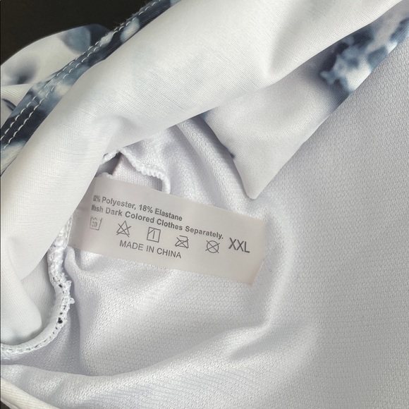 Black and White One Shoulder Ruffle Top|High-Waisted Bikini Set - Picture 5 of 7